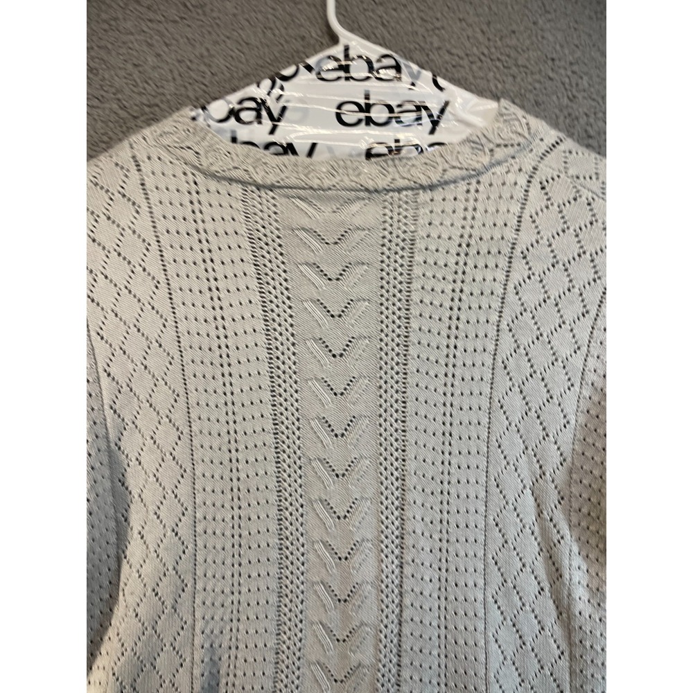 Womens Beige 2X Pullover Sweater‎ with See Thru Floral Acrylic Long Sleeves